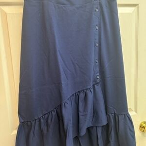 Du Jour Button Front Knit Skirt with Flounce Detail